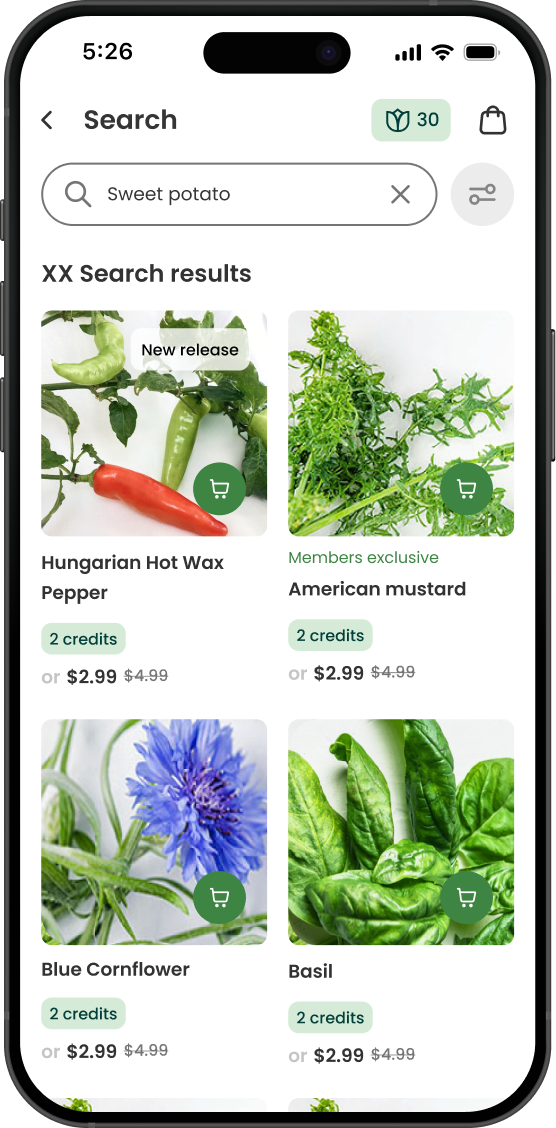 Gardyn shop: search results and filters.