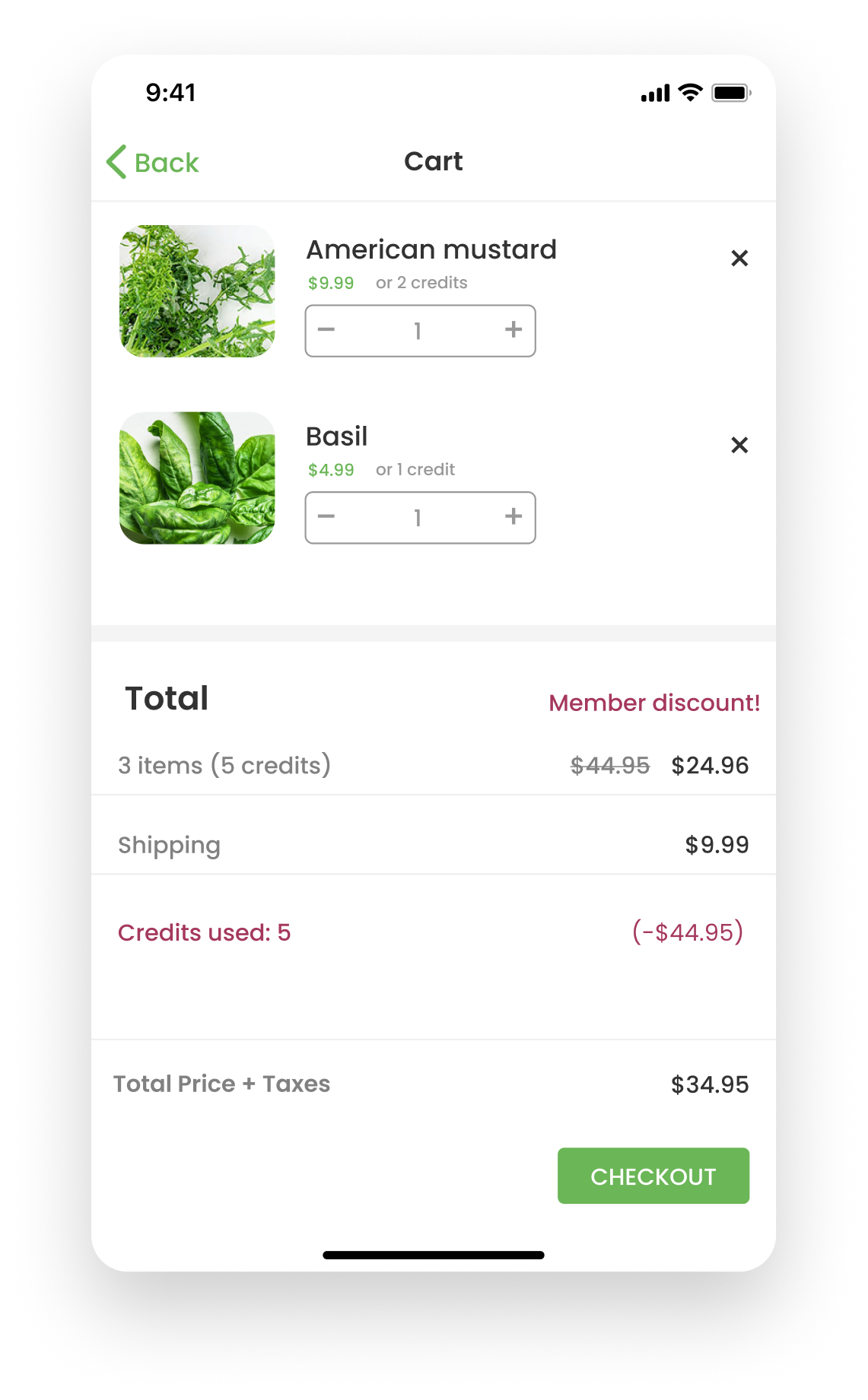 Legacy Gardyn shop: cart.